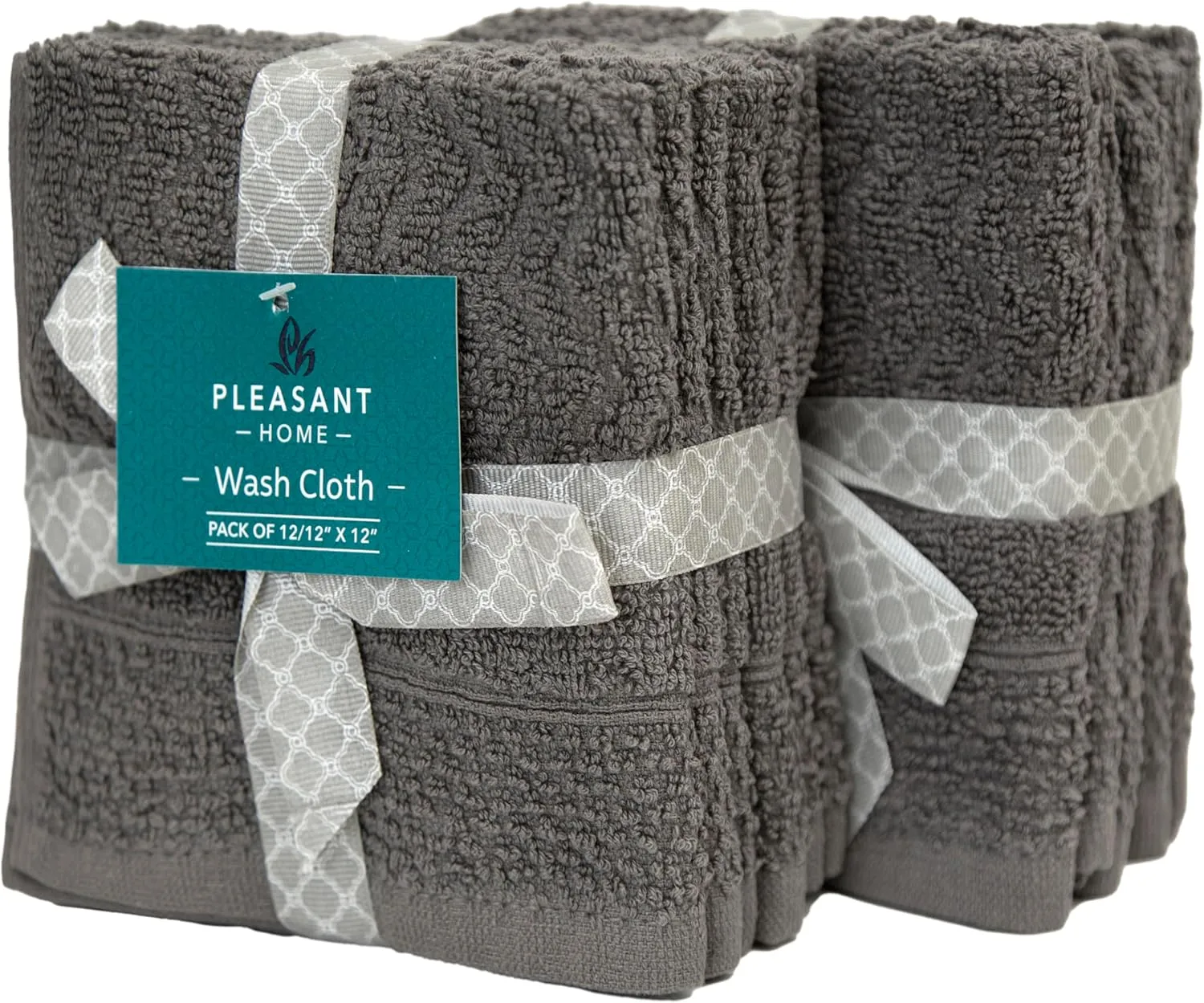 Pleasant Home Chevron Wash Cloths Set - 12 Pack (12” x 12”) – 509 GSM - 100% Ring Spun Cotton Wash Cloth - Super Soft and Highly Absorbent Face Towels (Dark Grey)