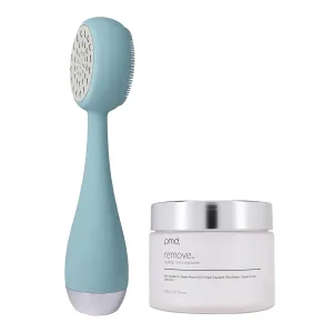PMD Beauty Clean Pro Silver - Smart Facial Cleansing Device with Silicone Brush & Pure Silver ActiveWarmth Anti-Aging Massager - Waterproof - SonicGlow Vibration - Clear Pores & Blackheads