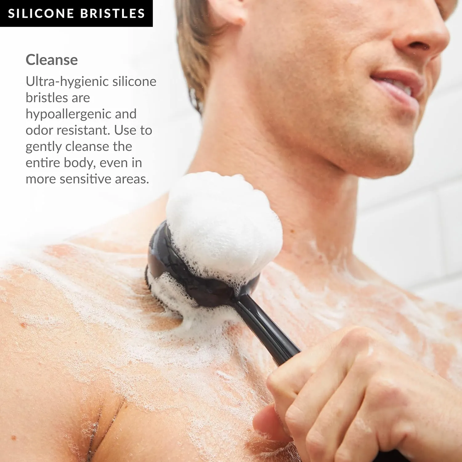 PMD Clean Body - Smart Body Cleansing Device with Silicone Brush & Three Interchangeable Attachments - Waterproof - SonicGlow Vibration - Cleanse, Exfoliate, & Massage Body