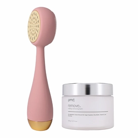 PMD Beauty Clean Pro Gold - Smart Facial Cleansing Device with Silicone Brush & 24K Gold ActiveWarmth Anti-Aging Massager - Waterproof - SonicGlow Vibration - Clear Pores & Blackheads