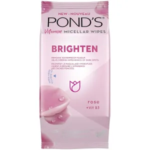 Pond's Vitamin Micellar Wipes For Dark Spots Brighten Rose Removes Waterproof Makeup 25 Wipes
