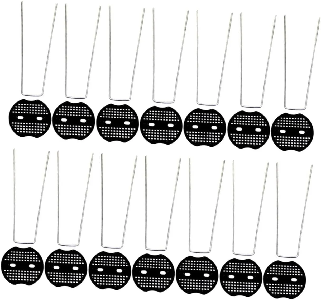 POPETPOP 15sets U-Shaped Ground Nails Washers for Outdoor Tent and Garden Fastening Lawn Stakes for Securing Tarps and Trampolines Weather-Resistant Fixing Tools