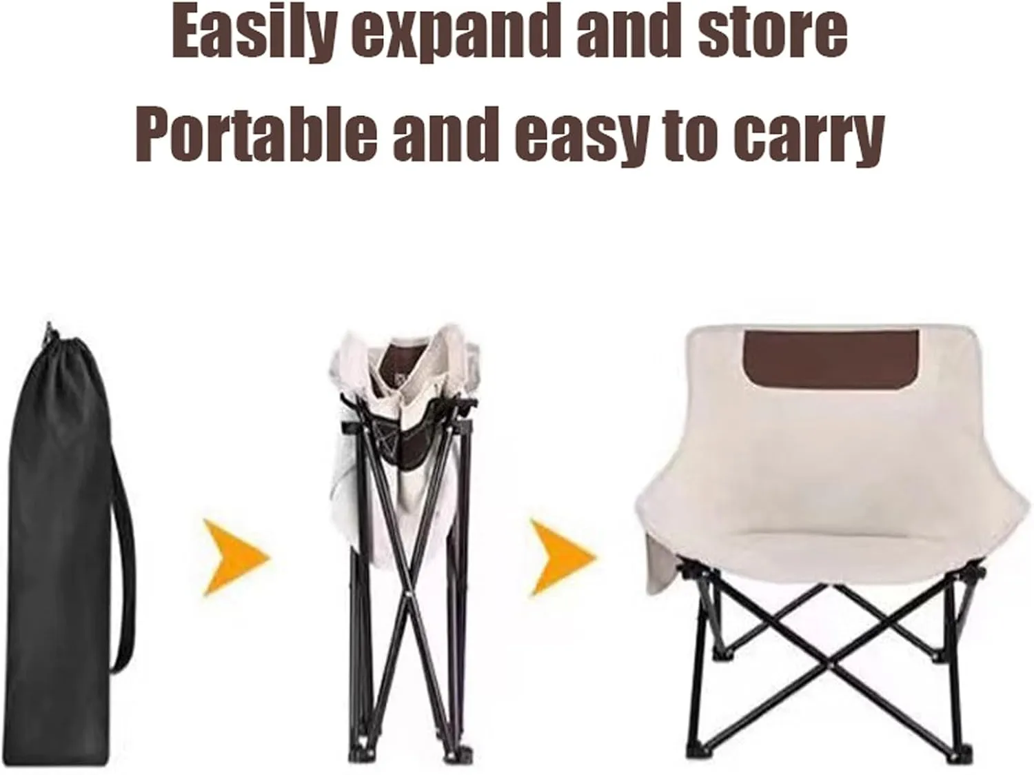 Portable Picnic Table Chairs Sets with Collapsible Roll up Carbon Steel Camp Side Table Folding Camping Chairs Lightweight Foldable Compact Table for Beach BBQ, Black-90cm-7pcs, Beige