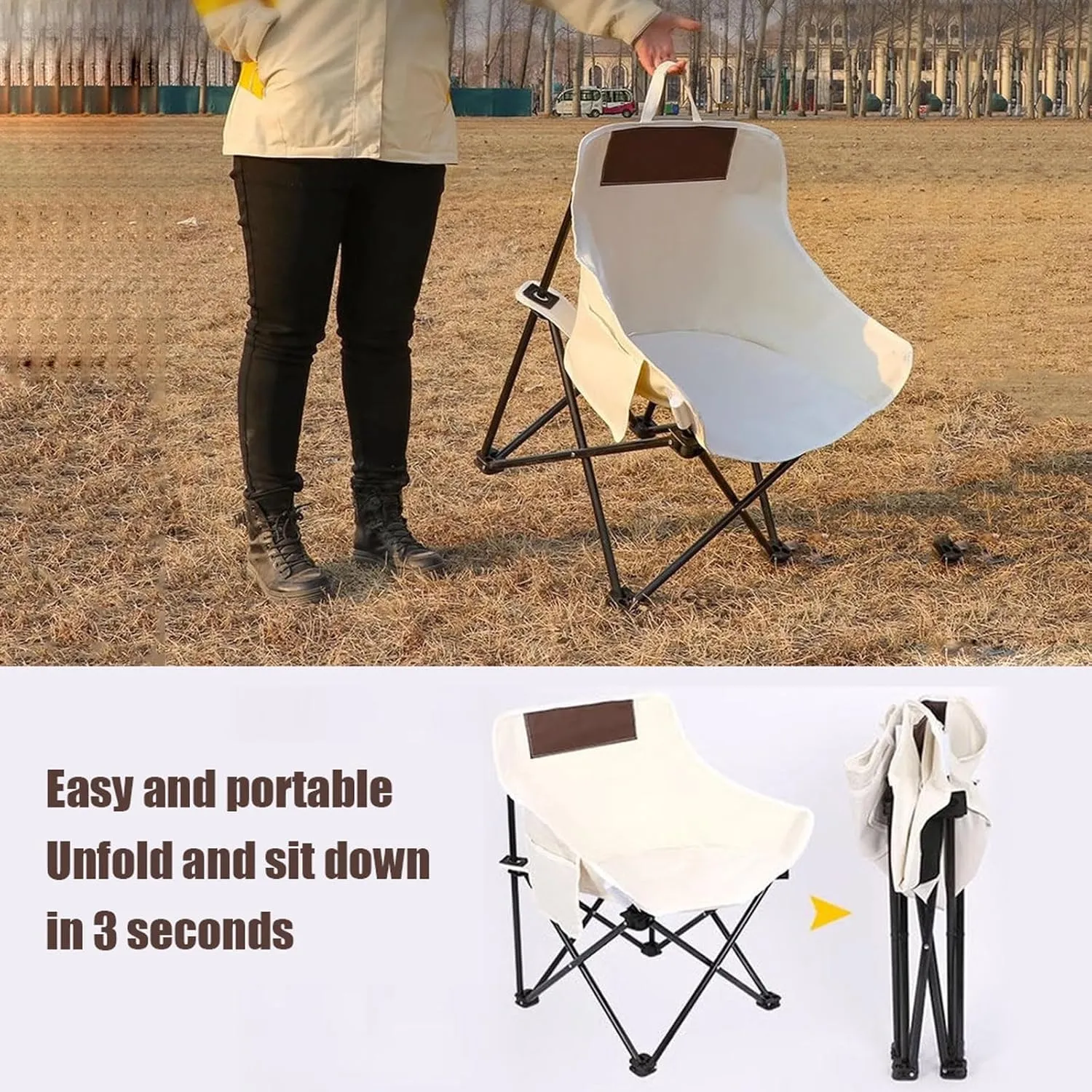 Portable Picnic Table Chairs Sets with Roll up Carbon Steel Camp Side Folding Camping Lightweight Foldable Compact for Beach BBQ