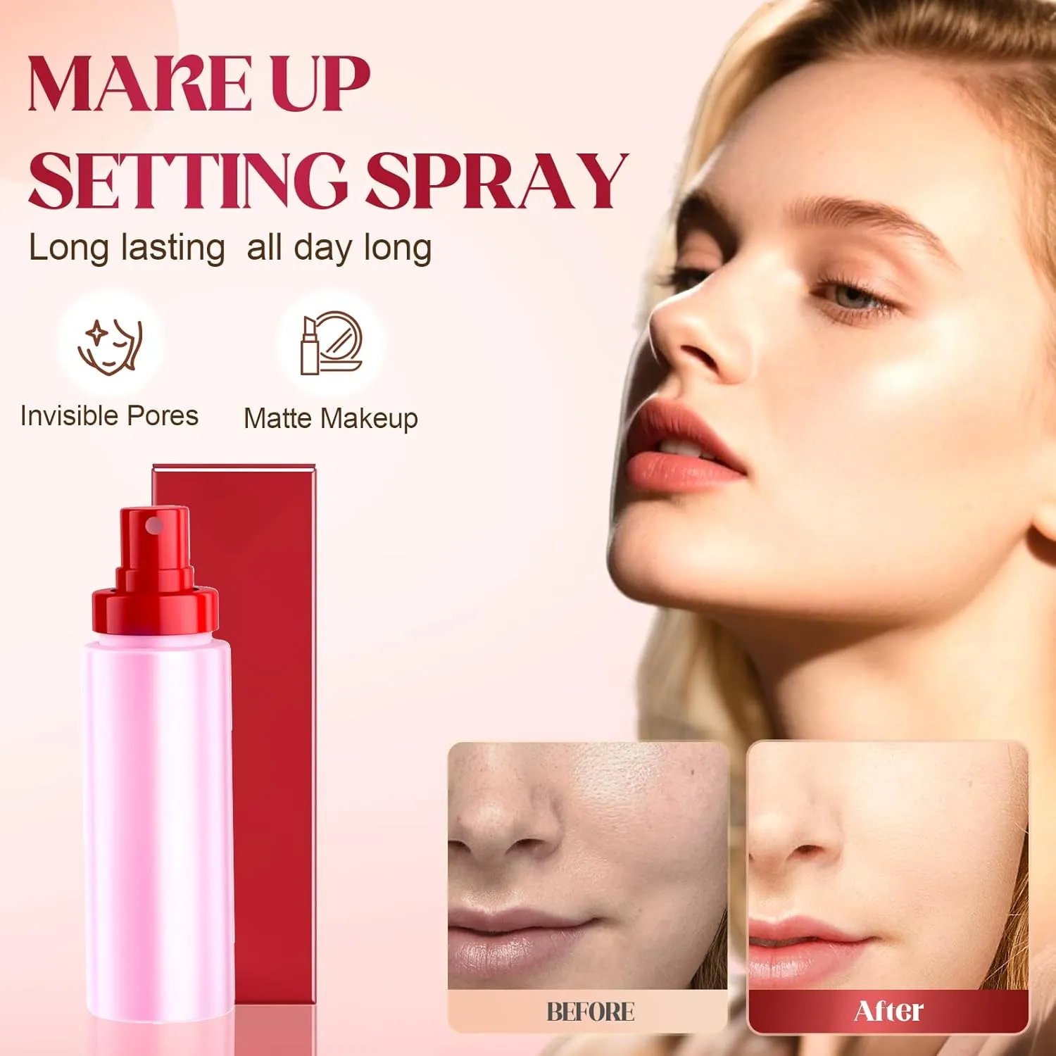Powder Melt Glass Setting Spray, Long Lasting Matte Makeup Setting Spray, Makeup Lasts Up to 12 Hours (2)