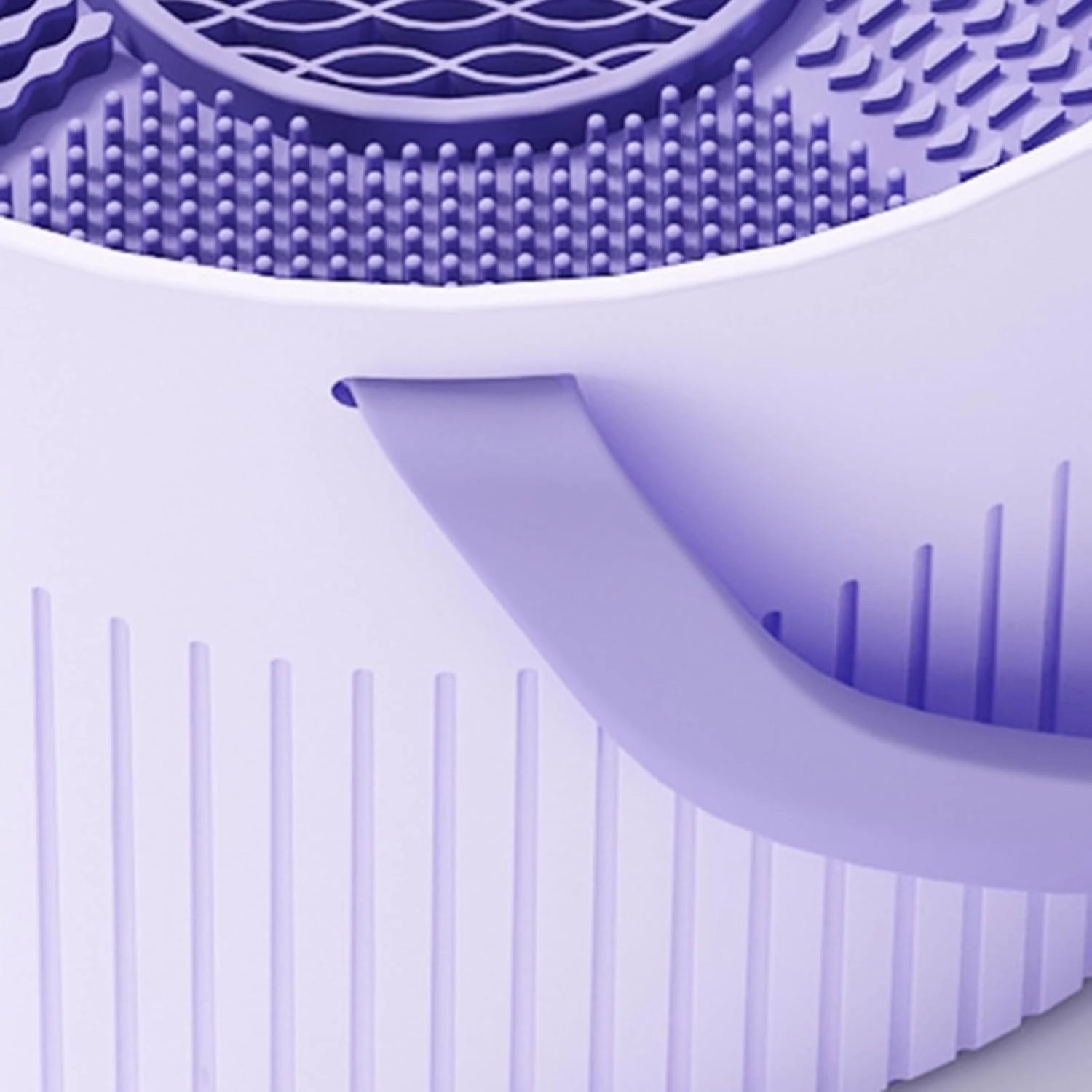 Powder Puff Cleaner Makeup Accessory Organizer Makeup Brush Cleaner with Lid 5 Textures Design Multipurpose 3-in-1 Cleaning Bowl with Drying Rack Purple