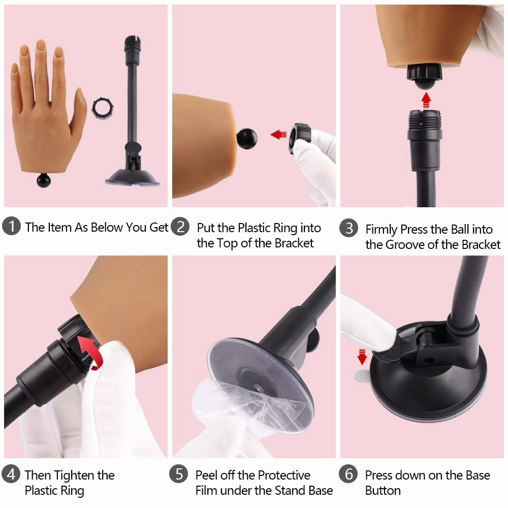 Practice Hand for Acrylic Nails with Stand Bracket, Silicone Fake Hands to Practice Fake Nails Mannequin Hand for Nails Practice and Nail Art Color3 Single Left Hand