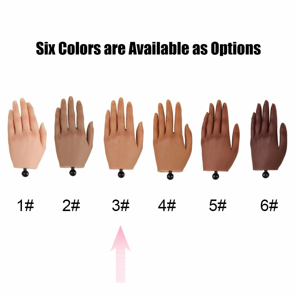 Practice Hand for Acrylic Nails with Stand Bracket, Silicone Fake Hands to Practice Fake Nails Mannequin Hand for Nails Practice and Nail Art Color3 Single Left Hand