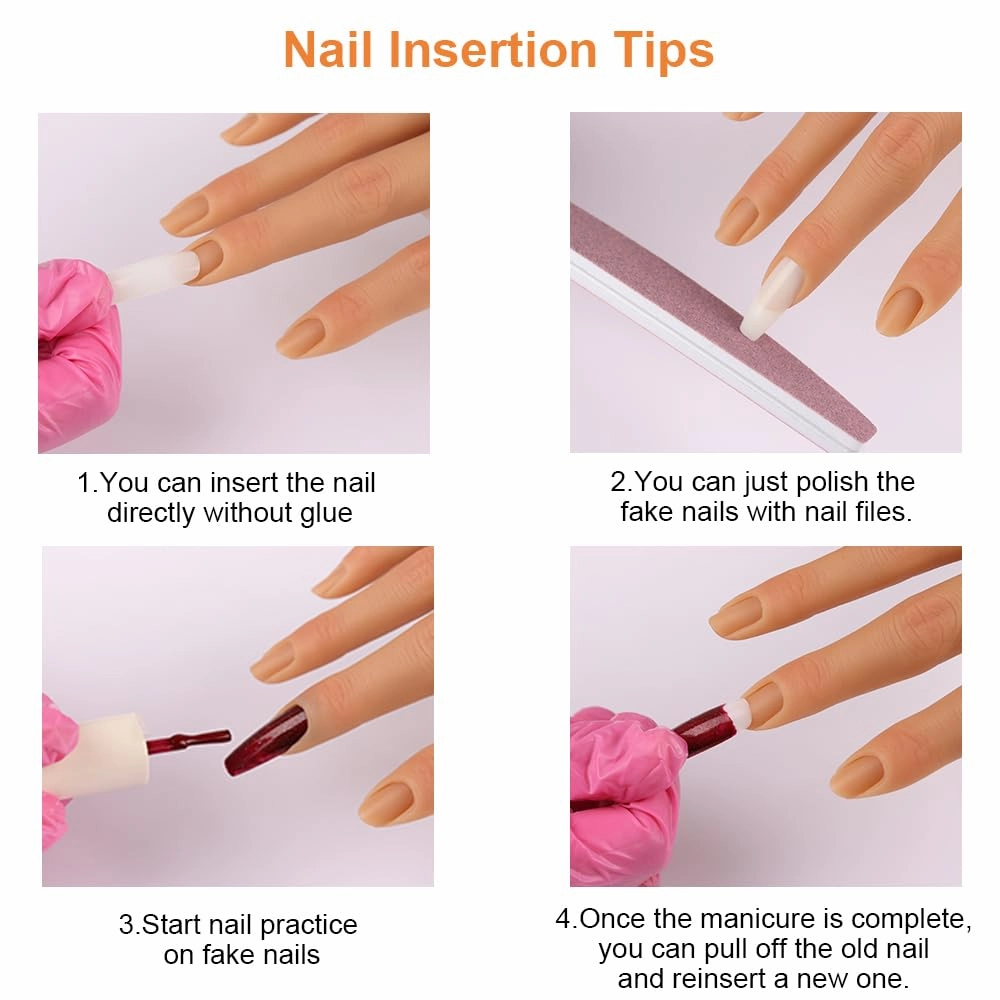 Practice Hand for Acrylic Nails with Stand Bracket, Silicone Fake Hands to Practice Fake Nails Mannequin Hand for Nails Practice and Nail Art Color3 Single Left Hand