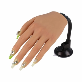 Practice Hand for Acrylic Nails with Stand Bracket, Silicone Fake Hands to Practice Fake Nails Mannequin Hand for Nails Practice and Nail Art Color3 Single Left Hand