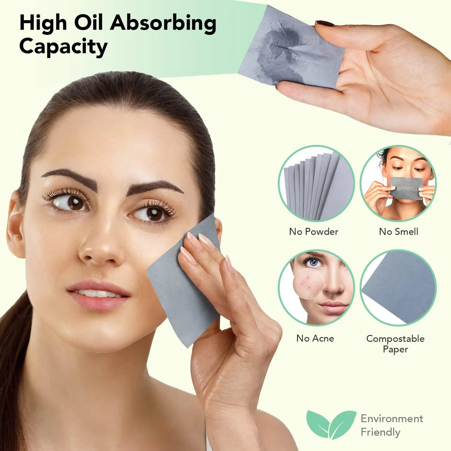 Premium Natural Bamboo Charcoal Oil Blotting Sheets for Face - 6x100 Sheets with Extra Large 5x3" Thick Blotting Paper for Oily Skin - Dispensable Portable Pack - Reduce Skin Acne - Makeup Friendly