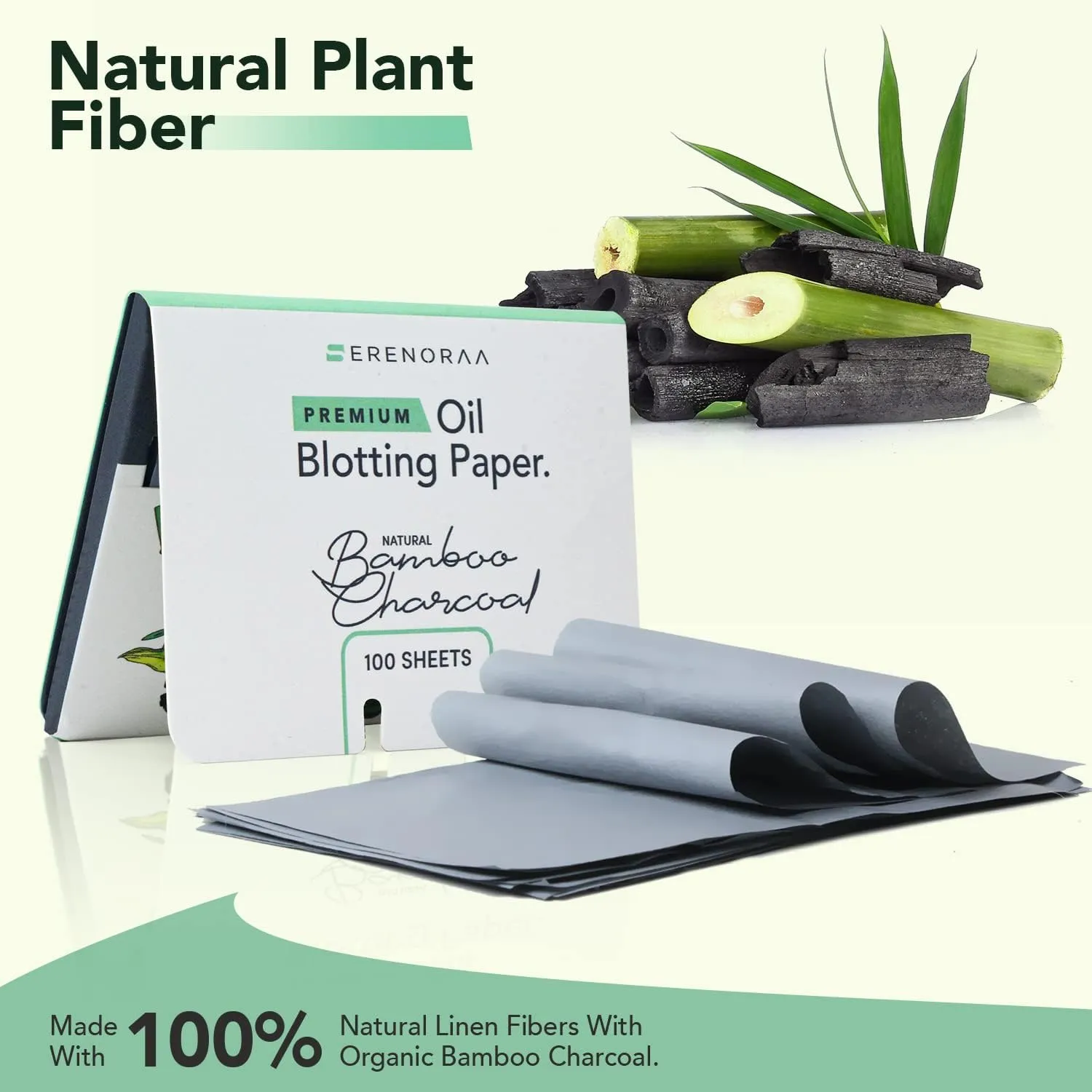 Premium Natural Bamboo Charcoal Oil Blotting Sheets for Face - 6x100 Sheets with Extra Large 5x3" Thick Blotting Paper for Oily Skin - Dispensable Portable Pack - Reduce Skin Acne - Makeup Friendly