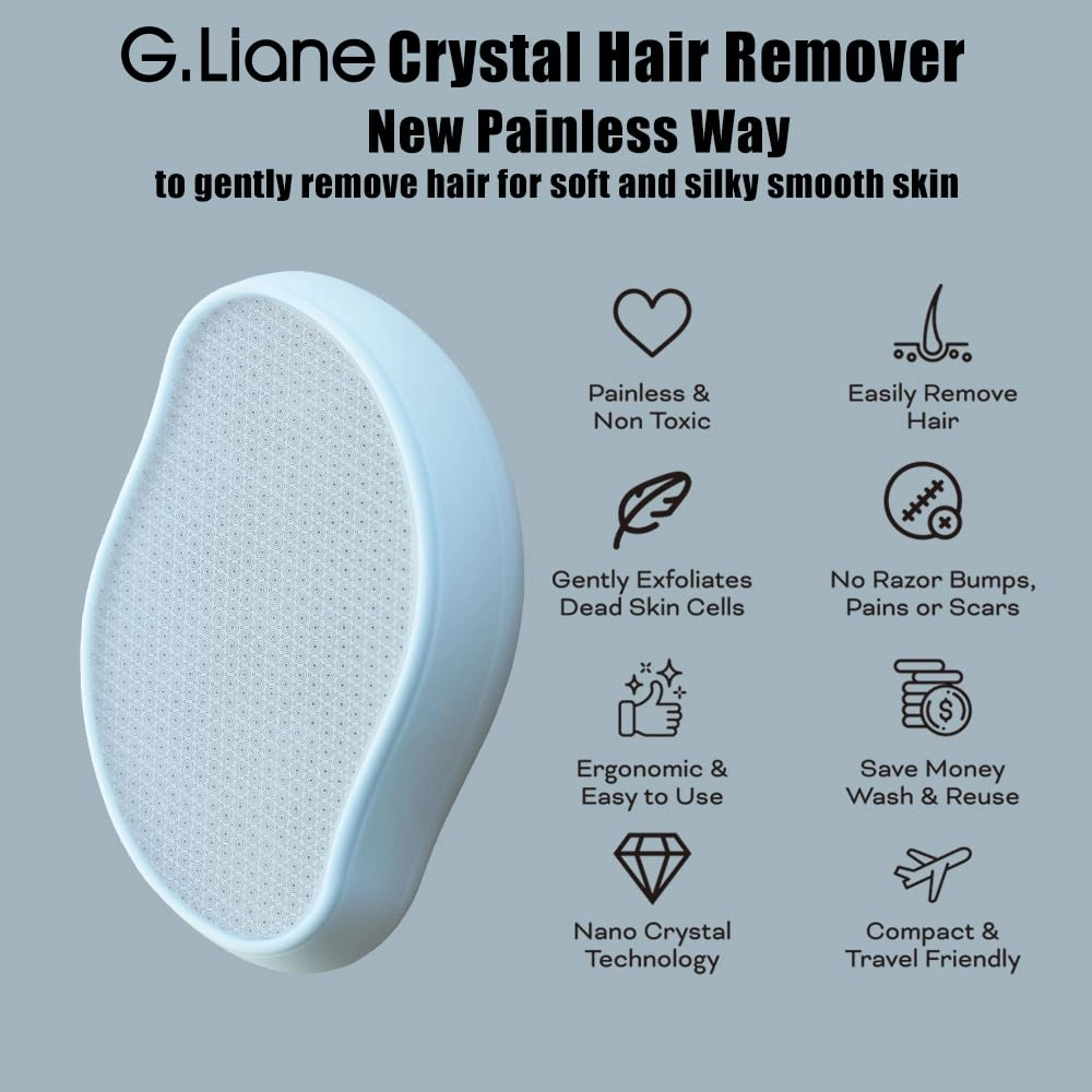 Premium Crystal Hair Eraser,Painless Exfoliation Hair Removal Epilator,Nano Glass Hair Remover for Women,Natural Gentle and Efficient Shaver Trimmer on Leg ArmSky Blue