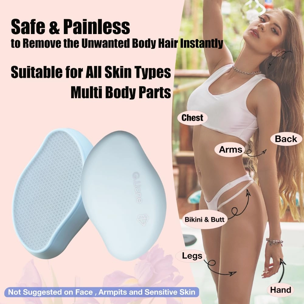 Premium Crystal Hair Eraser,Painless Exfoliation Hair Removal Epilator,Nano Glass Hair Remover for Women,Natural Gentle and Efficient Shaver Trimmer on Leg ArmSky Blue