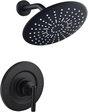 Pressure-Balancing Tub and Shower Trim for Moen, 8-inch Rainshower Showerheads with Adjustable Brass Ball Joint, Matte Black
