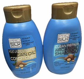Pro Silk Salon Clean Repair Argan Oil Shampoo and Conditioner, 14 Fl Oz