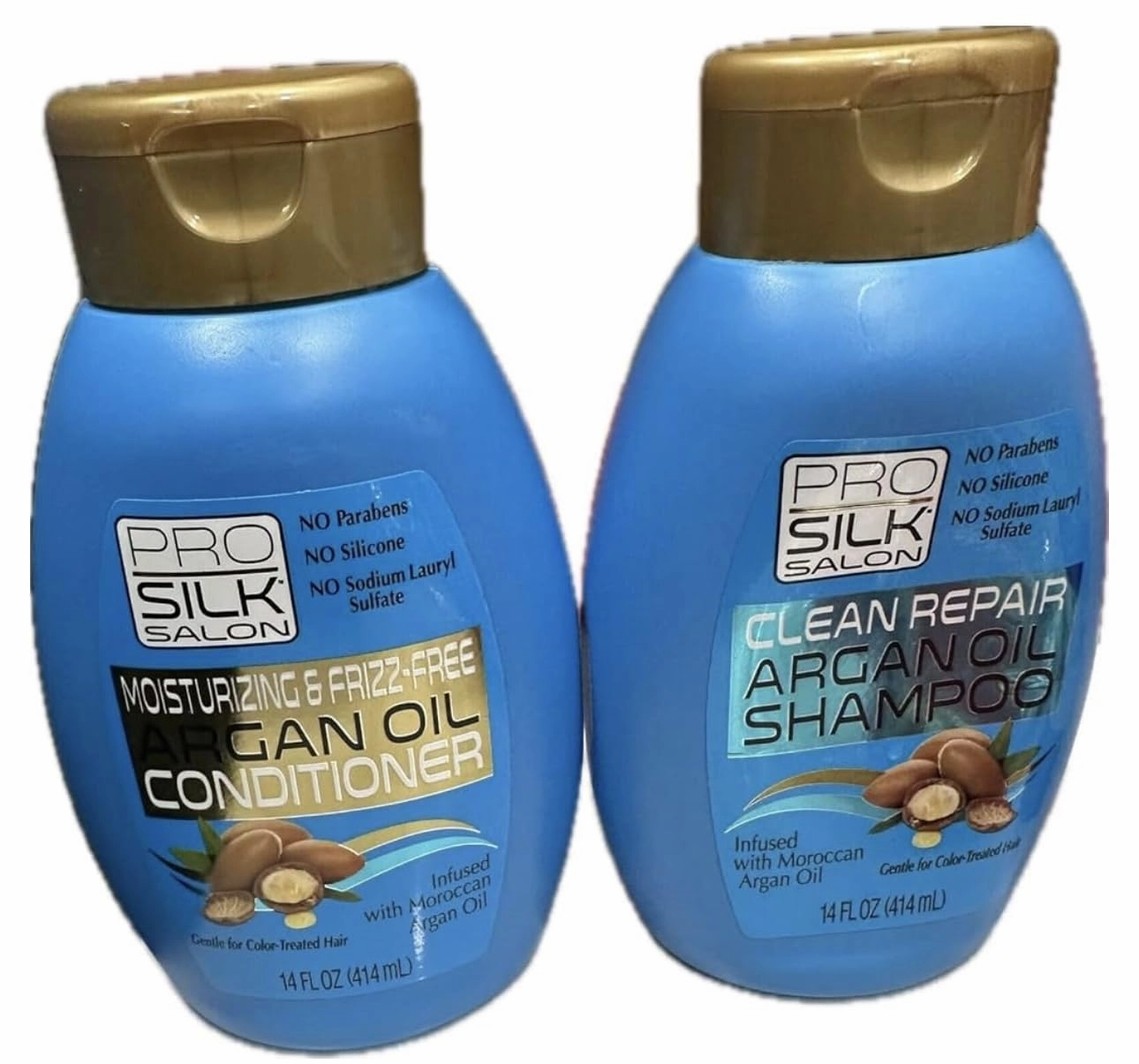 Pro Silk Salon Clean Repair Argan Oil Shampoo and Conditioner, 14 Fl Oz