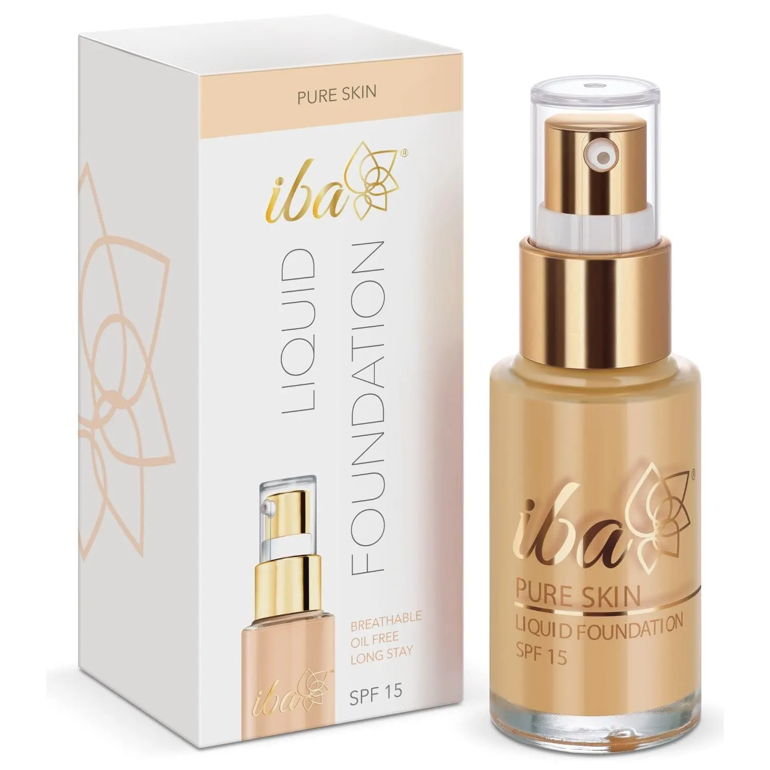 Pure Skin Liquid Foundation - Snow White, 30ml | Full Coverage l Long Lasting | Lightweight l Oil Free Dewy Finish Halal Certified & Vegan Makeup (Sun Beige, 30ML)