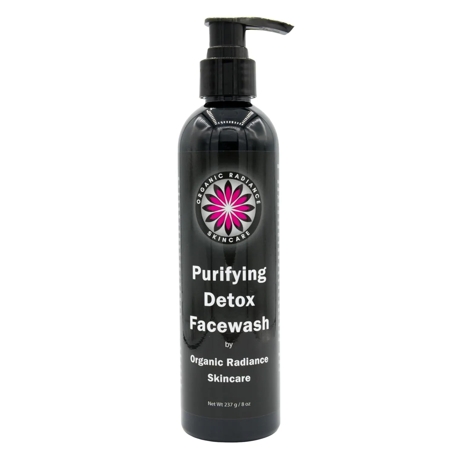 Purifying Black Facewash Activated Charcoal Cleanser for Acne-Prone Skin, Pollution Defense, Sunscreen & Makeup Removal, Gentle for Sensitive Skin, with Bilberry 8 oz