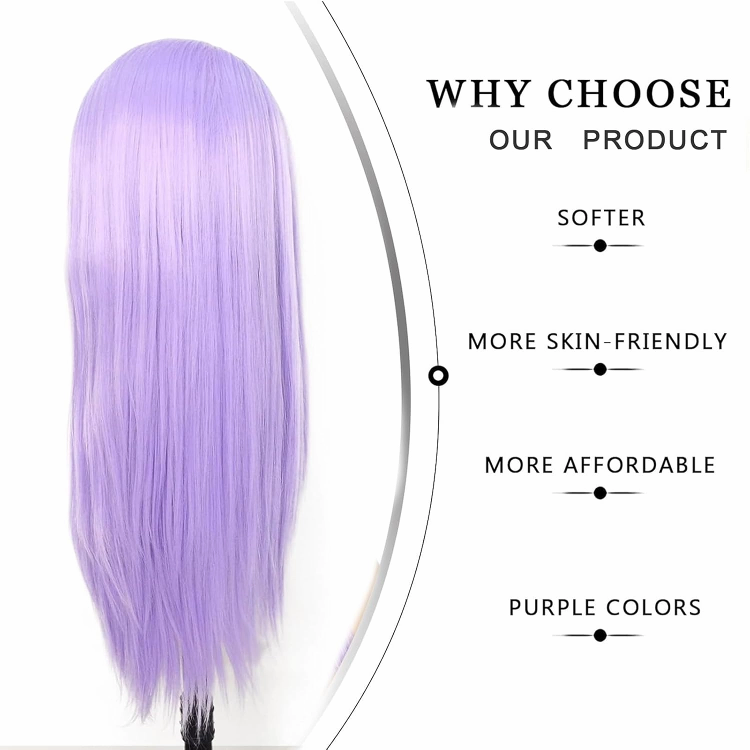 Purple Hair Lace Front Wigs for Black Women Straight Lavender Real Hair Wig Long Light Purple Lilac Synthetic Cosplay Colored Lace Frontal Wig 24 Inch Wear and Go Glueless Wigs