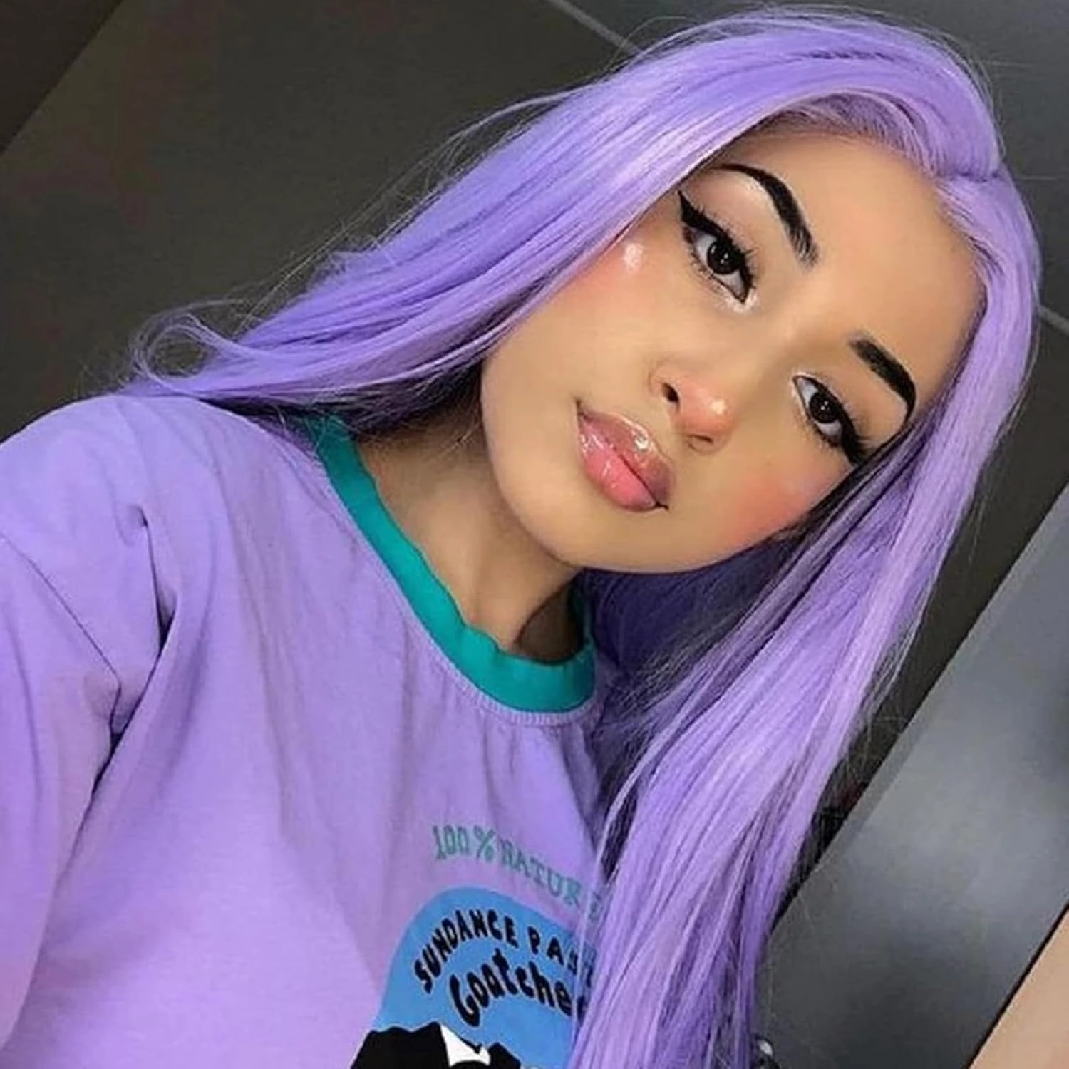 Purple Hair Lace Front Wigs for Black Women Straight Lavender Real Hair Wig Long Light Purple Lilac Synthetic Cosplay Colored Lace Frontal Wig 24 Inch Wear and Go Glueless Wigs