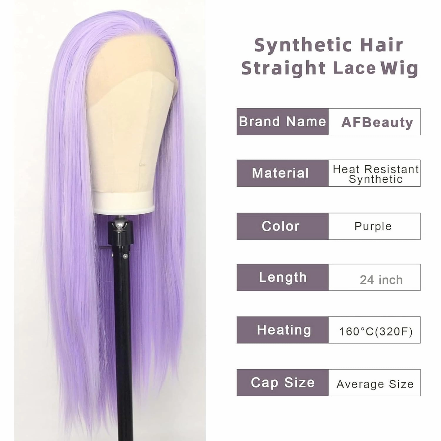 Purple Hair Lace Front Wigs for Black Women Straight Lavender Real Hair Wig Long Light Purple Lilac Synthetic Cosplay Colored Lace Frontal Wig 24 Inch Wear and Go Glueless Wigs