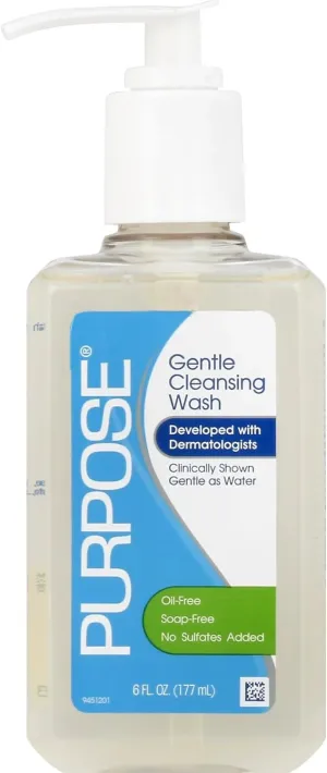 PURPOSE Gentle Cleansing Wash, Oil-Free, Soap-Free, No Sulfates Added, 6 FL OZ (Pack of 3)