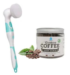 Pursonic Advanced Facial and Body Cleansing With Extended Handle - Includes Facial Brush, Body Brush, Pumice Stone, Sponge & Arabica Coffee Scrub 14oz