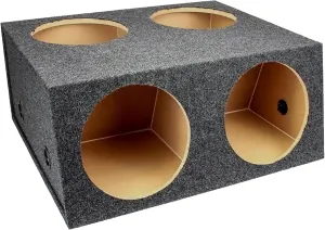 QPower Quad Easy Set 4 Hole 12 Inch Sealed Divided Speaker Box Subwoofer Enclosure MDF Construction Carpeted Car Audio Universal Fit