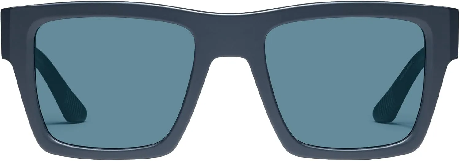Quay - Men's Sunglasses, Standard Square Lenses with UV Protection (Fast Lane, Matte Navy/Dark Turquoise)