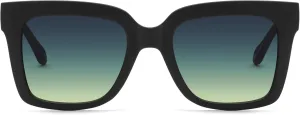 Quay - Women's Sunglasses, Polarized Square Lenses with UV Protection, Oversized Sunglasses (Icy, Matte Black Smoke Green)
