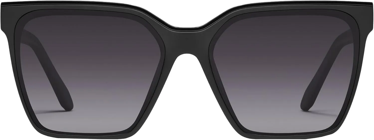 Quay - Womens Sunglasses, Square Lenses with UV Protection (Level Up, Matte Black)
