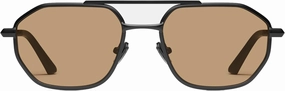 Quay - Men's Sunglasses, Aviator Lenses with UV Protection (En Route, Matte Black/Tan)