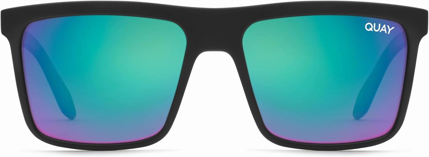 Quay - Mens Sunglasses, Polarized Square Lenses with UV Protection, Oversized Sunglasses (Let It Run, Matte Black)