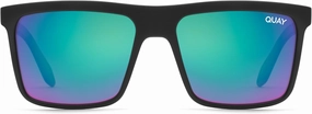 Quay - Mens Sunglasses, Polarized Square Lenses with UV Protection, Oversized Sunglasses (Let It Run, Matte Black)