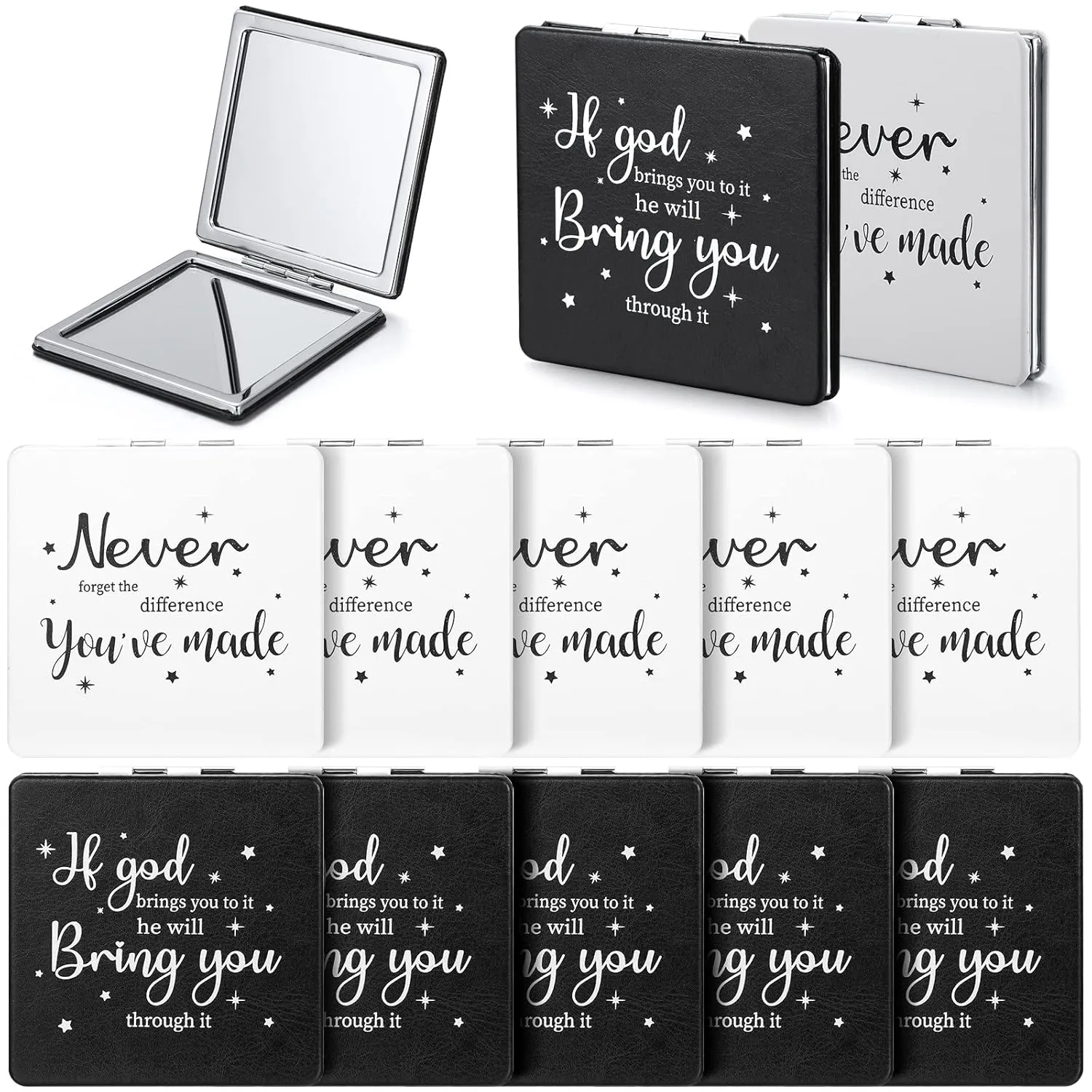 Qunclay 12 Pcs Christian Gifts Bible for Women Verse Makeup Mirror Inspirational Religious Gifts Church Sunday Party for Mom
