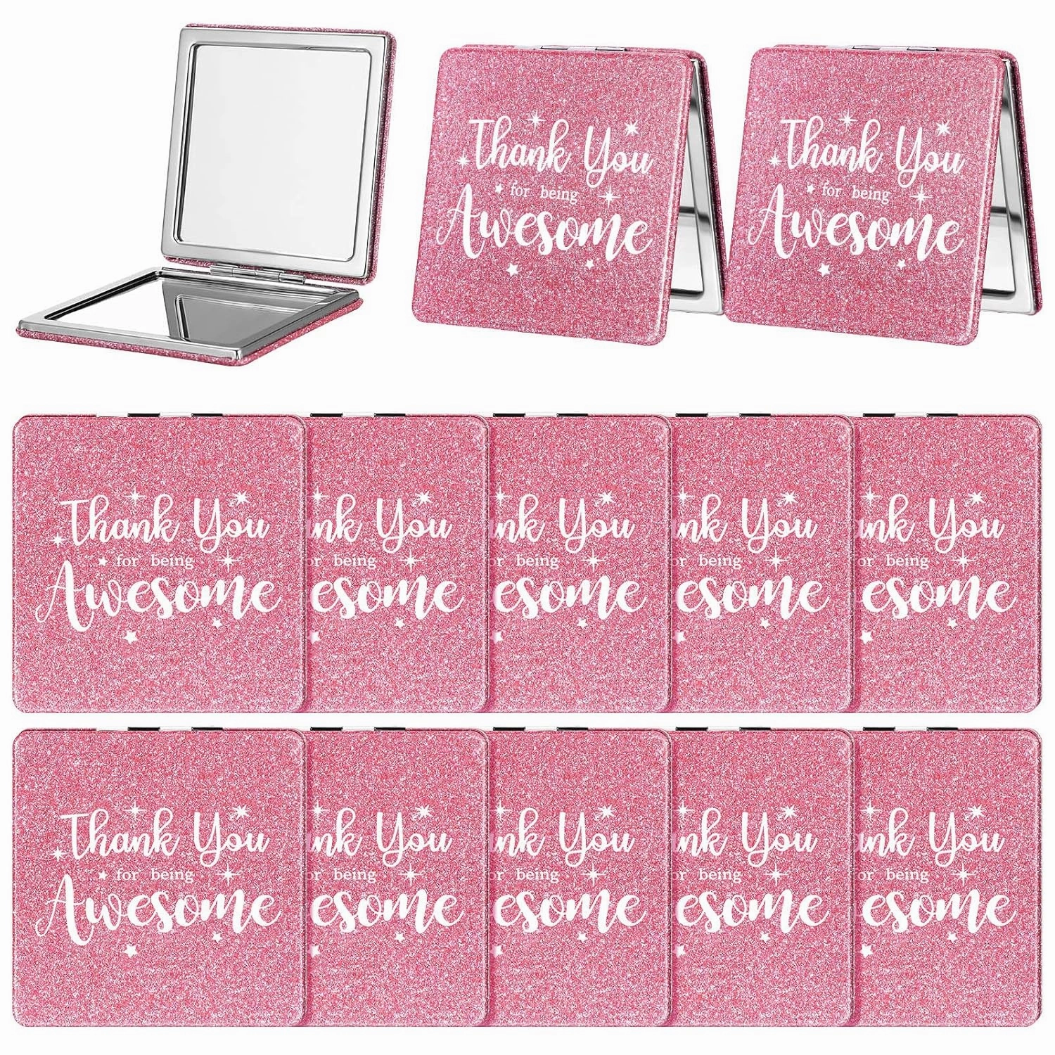 Qunclay 12 Pcs Employee Appreciation Gifts, Compact Mirror for Women Inspirational Makeup Mirror Favors for Volunteer Nurse