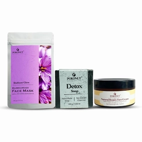 Radiant Glow Kum.kumadi Face Mask 100 gm, Detox Charcoal Soap 100 gm, Natural Beauty Face Cream