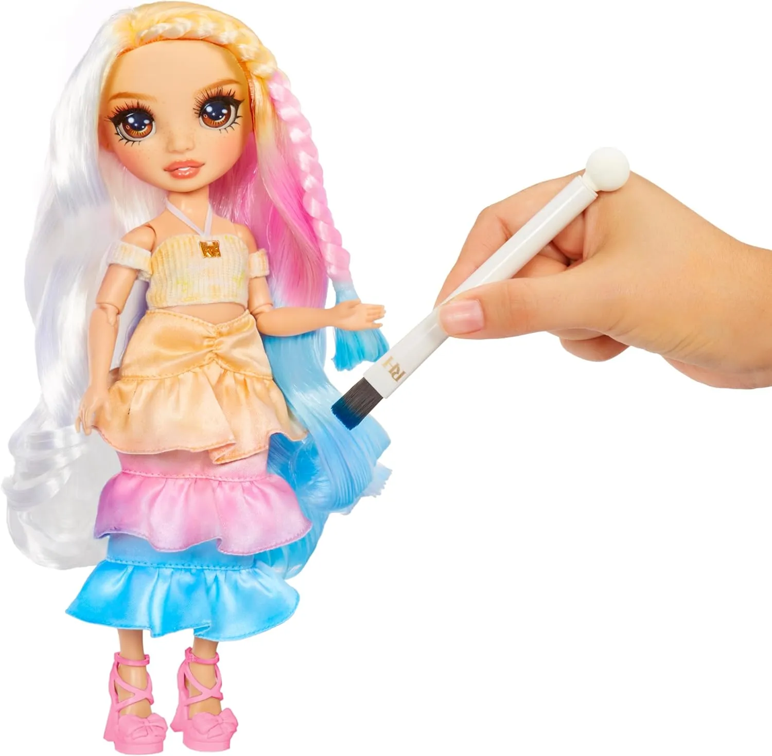 Rainbow High Watercolor & Create Fashion DIY Doll with Washable Watercolors   Tie-Dye Kit, Brown Eyes, Curled Hair, Bonus Top & Shoes. Color, Create, Play, Rinse and Repeat. Creative 4-12 