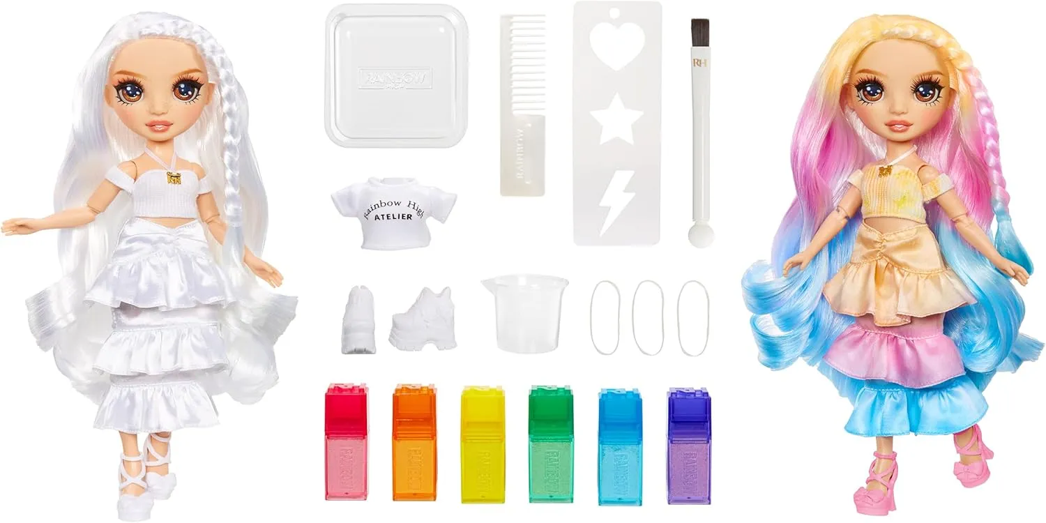 Rainbow High Watercolor & Create Fashion DIY Doll with Washable Watercolors   Tie-Dye Kit, Brown Eyes, Curled Hair, Bonus Top & Shoes. Color, Create, Play, Rinse and Repeat. Creative 4-12 