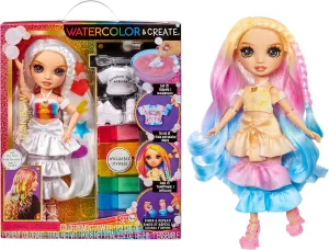 Rainbow High Watercolor & Create Fashion DIY Doll with Washable Watercolors   Tie-Dye Kit, Brown Eyes, Curled Hair, Bonus Top & Shoes. Color, Create, Play, Rinse and Repeat. Creative 4-12 