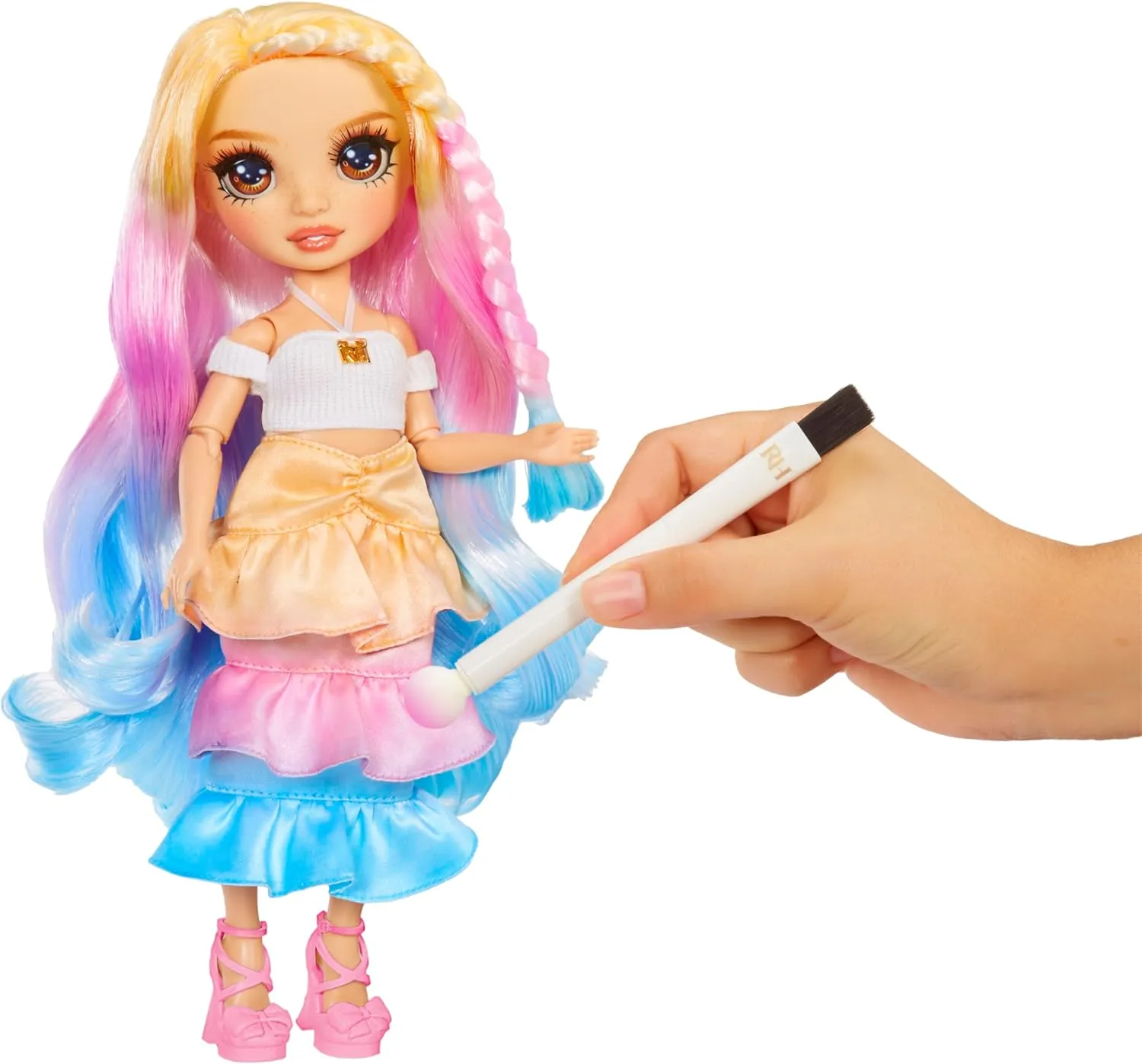 Rainbow High Watercolor & Create Fashion DIY Doll with Washable Watercolors   Tie-Dye Kit, Brown Eyes, Curled Hair, Bonus Top & Shoes. Color, Create, Play, Rinse and Repeat. Creative 4-12 