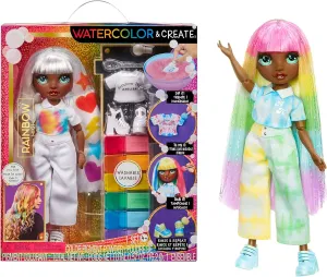Rainbow High Watercolor & Create Fashion DIY Doll with Washable Watercolors   Tie-Dye Kit, Green Eyes, Long Straight Hair, Bonus Top & Shoes. Color, Create, Play, Rinse and Repeat. Creative 4-12 
