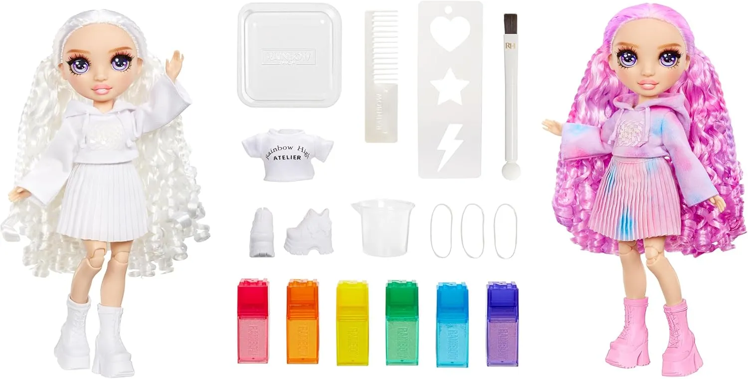 Rainbow High Watercolor & Create Fashion DIY Doll with Washable Watercolors   Tie-Dye Kit, Purple Eyes, Curled Hair, Bonus Top & Shoes. Color, Create, Play, Rinse and Repeat. Creative 4-12 