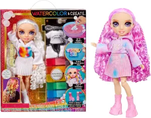 Rainbow High Watercolor & Create Fashion DIY Doll with Washable Watercolors   Tie-Dye Kit, Purple Eyes, Curled Hair, Bonus Top & Shoes. Color, Create, Play, Rinse and Repeat. Creative 4-12 