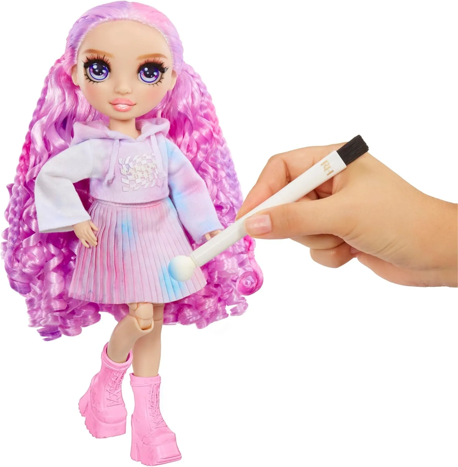 Rainbow High Watercolor & Create Fashion DIY Doll with Washable Watercolors   Tie-Dye Kit, Purple Eyes, Curled Hair, Bonus Top & Shoes. Color, Create, Play, Rinse and Repeat. Creative 4-12 