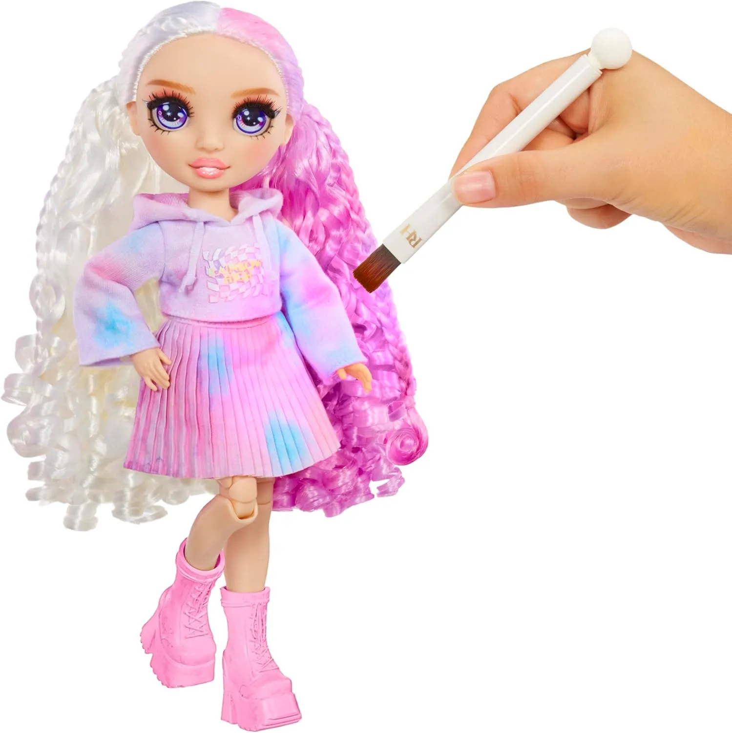 Rainbow High Watercolor & Create Fashion DIY Doll with Washable Watercolors   Tie-Dye Kit, Purple Eyes, Curled Hair, Bonus Top & Shoes. Color, Create, Play, Rinse and Repeat. Creative 4-12 