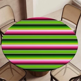 Rainbow Multicolor Elastic Fitted Round Tablecloths Horizontal Colored Stripes with Elastic Edge Polyester Waterproof Spill Proof Table Cover Fit for 40"-43" Diameter Table Medieval
