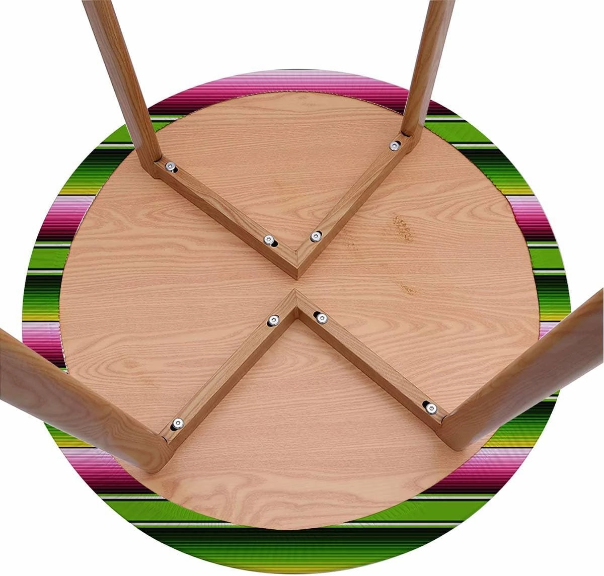 Rainbow Multicolor Elastic Fitted Round Tablecloths Horizontal Colored Stripes with Elastic Edge Polyester Waterproof Spill Proof Table Cover Fit for 40"-43" Diameter Table Medieval