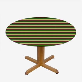 Rainbow Multicolor Round Fitted Tablecloth with Elastic Edge Horizontal Colored Stripes Soft-Touch Fitted Table Cloth, Waterproof Oil-Proof Table Cover Medieval Fits up 45"-50" Diameter Tables